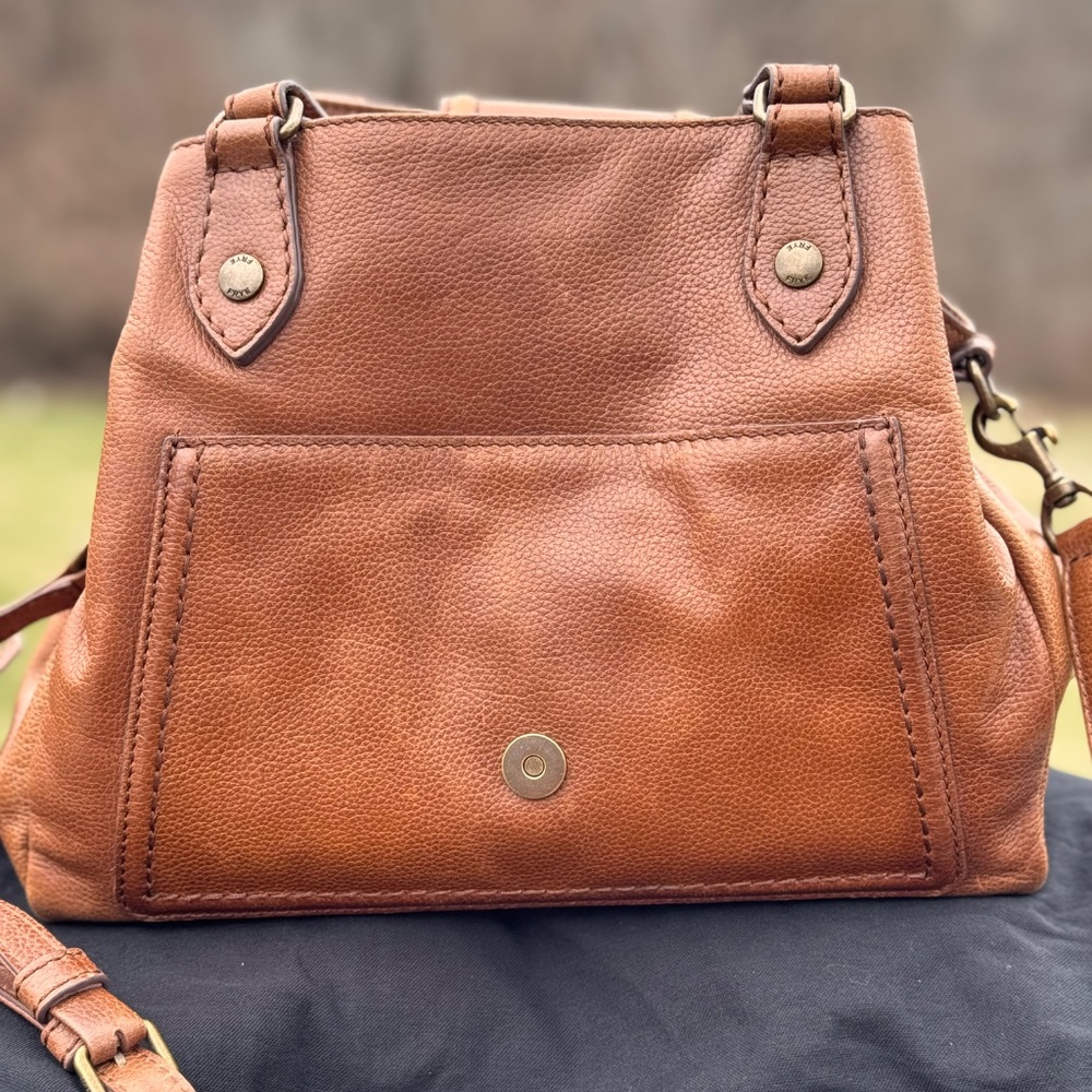 FRYE AND CO. Tan Leather Top-Handle Shoulder Bag with Buckle - Picture 5 of 11